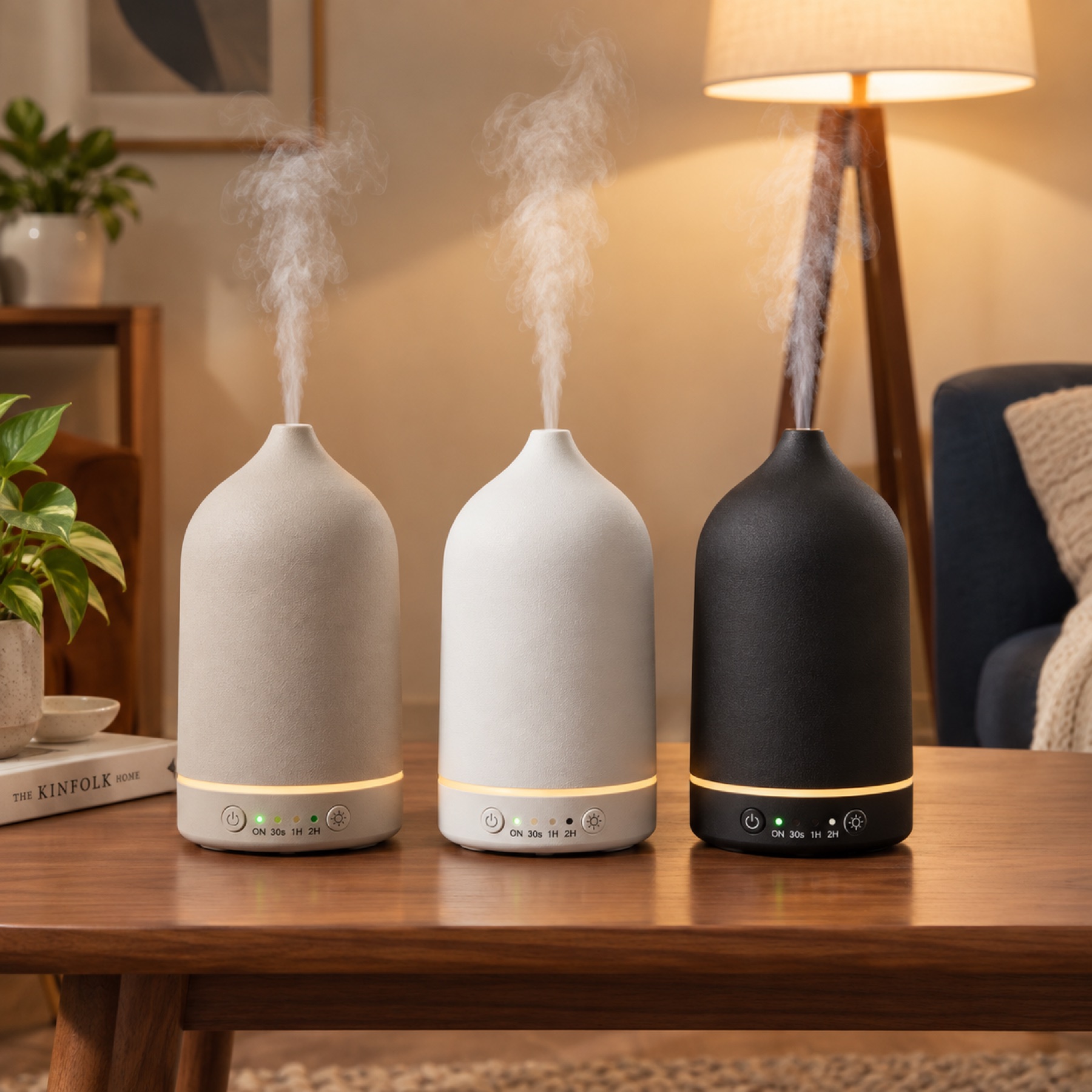 Fruik aroma diffusers misting in a warmly lit room